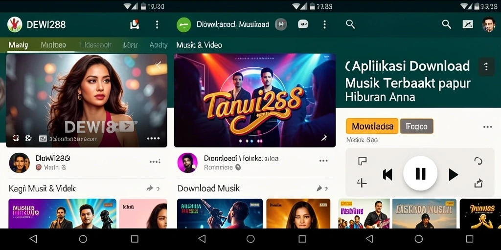 Tampilan antarmuka DEWI288 yang menarik untuk Download Musik.
