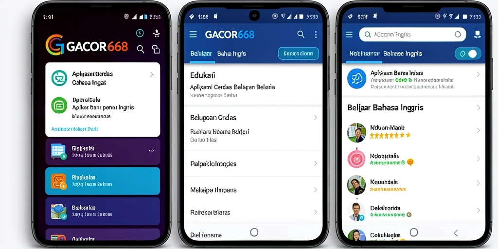 Antarmuka interaktif aplikasi GACOR668 untuk belajar Bahasa Inggris.