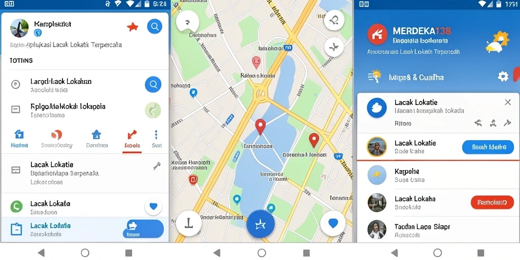 Antarmuka aplikasi MERDEKA138 menampilkan peta dan lokasi pengguna secara real-time.