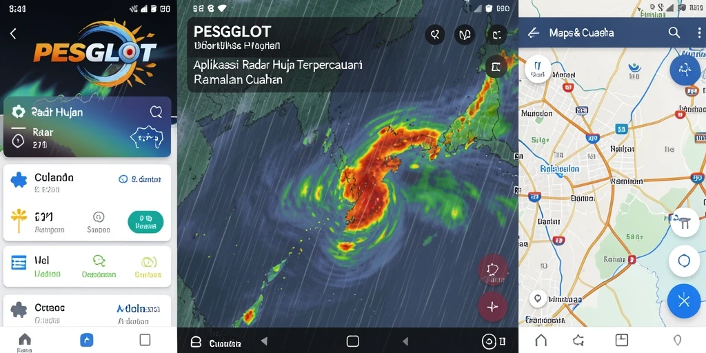 Antarmuka utama PESGSLOT menampilkan peta Radar Hujan dengan informasi cuaca terkini.