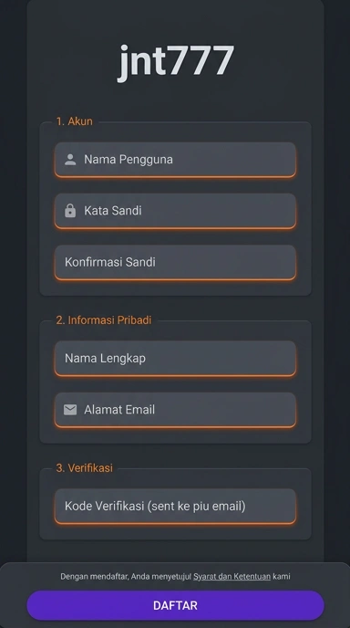 Panduan Daftar Akun Baru jnt777 untuk Android